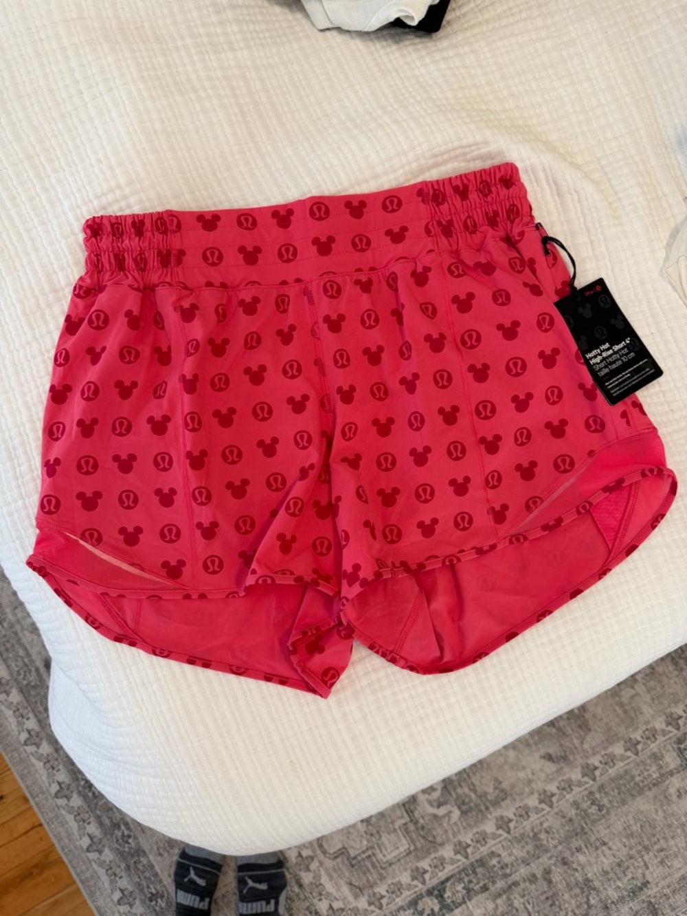NEVER WORN Lulu Lemon Disney Pink Athletic Shorts with Mickey Pattern